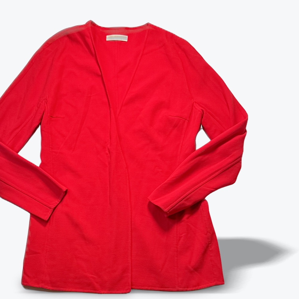 Michael Kors Red Open Front Blazer Cardigan Jacket Womens Collarless Red Blazer